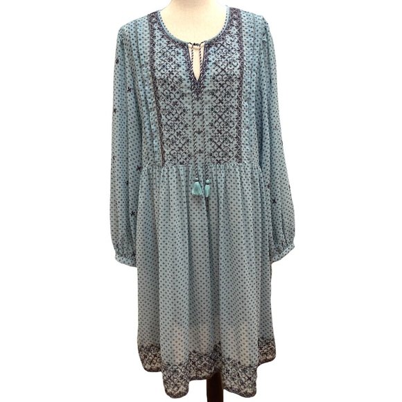 Time and Tru Dresses & Skirts - Time & Tru Long Sleeve BOHO  Embroidered Dress Size XXL 20